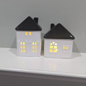 Ceramic Lighted houses-2pcs